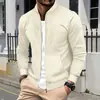 Cárdigan ajustado para hombre de primavera y otoño 2024, estilo juvenil, con bolsillos tipo gofre, solapas, chaqueta abrigo con cuello alto para hombre