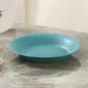 Plato de Sombrero de Paja de PP Placa Ligera de Lujo Placa de Cena Rayada Casa de Alto Valor Plato Redondo Occidental Plato para Pasta Plato de Plato Plato para Fruta