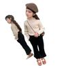 [em estoque] suéter de gola redonda para meninas primavera e outono novo vestuário infantil camiseta básica de malha infantil roupa de outono para bebê