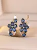 Pendientes de Diamante Blanco Microincrustados con Diamantes en Forma de Gota de Lujo Europeos y Americanos para Mujer, Pendientes de Flor Exquisitos Dulces y de Gama Alta al por Mayor