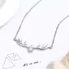 Runxin Nuevo Conjunto de Cadena con Colgante de Ciervo de Zirconia Moda Versátil Piedra Pato Colgante de Alce Diamante Collar de Ciervo para Mujer