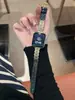 Corrente de Cobre com Acabamento de Renda e Pulseira de Couro com Padrão de Crocodilo Adequado para Apple Watch iWatch 12ª Geração 11/10