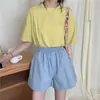 Shorts para Mulheres Ins Verão Novo Cor Doce Estilo K Popular Linha A Cintura Alta Slim Solto Versátil Casual Calças de Perna Larga