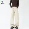 Roupas Masculinas Xintang Nova coleção de primavera calças casuais masculinas, calças retas largas de algodão, estilo high street americano, tecido lavado e desbotado