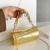 Ins Internet Popular Bolso Brillante para Pan Nuevo de Moda para Mujer Cadena Hombro Cruzado Cilindro Bolso Nicho Transfronterizo Cartuchera para Bolígrafos para Mujer
