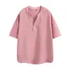 2026 Verão Novo Masculino Casual Novo Estilo Chinês Camiseta de Manga Curta Verão Seda de Gelo Fluida Solta Gola V Camiseta Top