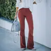 Pantalones de pana acampanados de cintura alta ajustados de color liso para mujer, con cintura elástica, de moda casual, para la primavera y el otoño 2026, transfronterizos