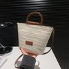 Bolso Cubo Tejido de Playa para Mujer Verano 2024 Paja Nuevo Bolso de Mano Casual Bolso de Hombro Cruzado de Moda