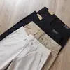 Pantalones de Pierna Recta Finos de Verano Europeo Algodón de Sarga Elástico Suave y Transpirable Pantalones Casuales de Negocios para Hombre de Gama Alta Lavados