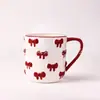*Novo 0910+1030* 10*11,5cm 650ml *Edição Limitada de Natal* Caneca com Laço Embossado Pintado à Mão