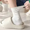 Calcetines de algodón para mujer, calcetines largos, estilo primavera/otoño, estilo japonés, simples y frescos, calcetines tobilleros, blancos y negros, calcetines de media pantorrilla, perfectos para combinar con mocasines