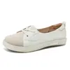 Otoño 2026 Nuevos Zapatos Planos Versátiles sin Cordones de Cuero Genuino de Vaca Talla Grande Suela Suave Antideslizantes para Mujeres Embarazadas