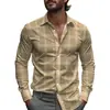 Camisa de Hombre a Cuadros y Rayas Primavera Un Botón Diseño de Solapa 2025 Ligera Corte Holgado Moda