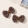 Otoño Invierno Tela a Cuadros Retro Moño Tridimensional Pinza de Garra DIY Flor para Zapato Accesorio para el Cabello Broche Accesorios para Ropa