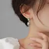 Nuevos pendientes grises estilo francés para mujer, elegantes, retro, con pasador de plata S925, pendientes de perlas de nicho de lujo ligero