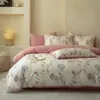 Juego de tres y cuatro piezas de algodón cepillado 2026, juego de ropa de cama estampada 100% algodón, funda de edredón sencilla, sábana, juego de sábanas ajustables