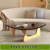 Mesa de centro para uso doméstico, adecuada para apartamentos pequeños, mesa de centro de cristal, sala de estar, lujo ligero, moderna, minimalista, madera maciza, creativa, mesa de centro redonda