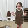 Novidades em 31/08) Conjunto de outono para meninas saia, novo vestido colete infantil, suéter de tricô, roupas de bebê Classe A
