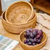 Cesta de Armazenamento de Rattan Cesta de Frutas Cesta de Pão Doméstica Cesta de Lanches para Piquenique Cesta de Pão no Vapor Feita à Mão