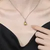 Collar con Colgante de Citrino para Mujer, Cadena para Clavícula de Forma de Gota de Lujo Ligero, Joyería de Gama Alta Moderna y Versátil
