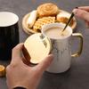 Taza de cerámica de lujo nórdico original con asa recta dorada, gran capacidad, para café, leche, té, regalo de desayuno, Taza
