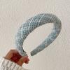 Novo Estilo Pequeno Fragrante Tricotado Esponja Faixa de Cabeça de Aba Larga, Faixa de Cabeça Xadrez Sofisticada de Teto Alto, Elegante Presilha de Cabelo para Lavar o Rosto para Mulheres