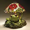 Luminária de Mesa Artesanato Criativo de Resina Transfronteiriça em Formato de Sapo e Flor Decoração Ornamentada para Mesa de Casa, Desktop, Cabeceira