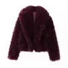 Venta al por mayor Otoño 2026 Nuevo Estilo Europeo y Americano Abrigo Casual Holgado de Piel para Mujer con Cuello de Solapa 6521
