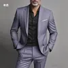 Traje de Moda Masculina Conjunto de Dos Piezas para Comercio Exterior, Estilo Coreano Ajustado Negocios Padrino de Boda Traje Casual