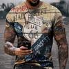 Camiseta de manga corta con estampado 3D de estilo callejero, informal, holgada y deportiva, de verano, 2023