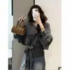 Estilo Coreano Estilo Preguiçoso Gola V Manga Morcego Tricô Tricô para Mulheres Outono e Inverno Nova Moda Cinto na Cintura Efeito Emagrecedor Tricô