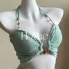 Estilo Pura Pasión de Playa Primavera y Verano Menta Nuevo Traje de Baño Dividido Cubre Carne, Conjunto de Tres Piezas Mambo Blanqueador para Resort Azul