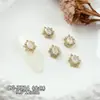 Acessórios Brilhantes de Zircônia para Nail Art em Dourado e Prata, Laço Luxuoso de Alta Qualidade Cravejado de Zircônia com Pingente de Pérola, Decoração de Diamante para Unhas
