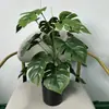 Hojas de Monstera deliciosa ignífugas, planta verde simulada ignífuga grado B1, planta en maceta, ramo decorativo, arreglo floral, paisajismo, planta verde artificial, flor de bonsái