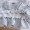Sudadera Gris para Niña con Dobladillo de Volantes a Cuadros, Top de Manga Larga Artístico y Versátil para Niños de Jardín de Infancia en Otoño