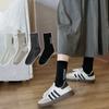 Meias femininas Foodele outono e inverno nova versão coreana de cor sólida cano alto algodão bordado minimalista casual meias de algodão femininas atacado