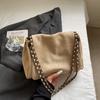 Bolsa de Ombro Moda Cadeia Transfronteiriça para Mulheres, Bolsa Transversal Retro Fosca Versátil, Bolsa Quadrada Pequena de Cor Sólida para Trabalho e Deslocamento