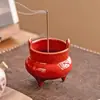 Incensário de Três Pernas para Sândalo e Agarwood, Base Porta-Incensos Fio Vermelho da Cidade Proibida, Ornamento de Incensário de Cerâmica