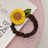 Elástico de Cabelo Girassol para Intestino Delgado, Grampo de Cabelo para Mulheres, Alta Elasticidade, Elástico de Cabelo Não Danifica, Acessório de Cabelo Simples de Elástico