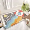 Tapete de Chão Absorbente e Antiderrapante para Banheiro, com Desenho Animado e Imitação de Caxemira, para Porta de Entrada, Remove Poeira, Resistente à Sujeira e ao Desgaste