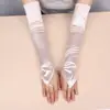 Guantes Largos de Satén sin Dedos para Mascarada de Halloween, Mangas para Vestido de Novia Wai Ni Jun para Mujer