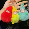 Rojo de red nuevo imitación piel de conejo perezoso muñeco de dormir colgante llavero muñeca linda adornos decorativos para bolsa regalo venta al por mayor