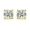 Brincos de Prata 925 Esterlina com Cravação Clássica de Zircônia de Quatro Garras Simples 18K para Cuidado com a Orelha, Ultra Brilhantes, Luxo Leve, High-End Borla Diamante Único