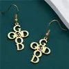 Pendientes de Acero Inoxidable con Letras Cruz Amor Europeos y Americanos Transfronterizos Luz de Lujo Sentido de Alta Gama Estilo Frío ins Pendientes de Moda