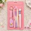 Set de papelería de color degradado de alto valor, bolsa macaron para estudiante, set de papelería simple para estudiante de aprendizaje transfronterizo, regalo