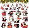 Enfeite de Pingente de Madeira de Pinguim de Natal Novo com Corda Decoração de Animal para Árvore de Natal Decoração Vintage para Festa de Natal