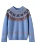 Suéter de cachemira infantil Fair Isle, tejido de punto estilo perezoso de invierno, suéter de punto jacquard engrosado retro unisex