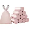 Bolsas de Basura Gruesas Color Rosa Fruta de Hielo Domésticas Extra Gruesas con Cordón Bolsas de Plástico para Cocina Bolsas de Basura para Dormitorio de Estudiantes Asa Desplegable