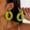 Joyería de Estilo Europeo y Americano, Pendientes de Girasol de Rafia Hechos a Mano, Pendientes Grandes Exagerados de Flor, Joyería de Estilo Festivo al por Mayor
