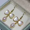 Ganchos de Oreja de Oro Real Chapados en Cobre de 18K Pendientes de Lazo Ojo de Gato Juego de Joyería con Gancho de Oreja de Perla de Agua Dulce Natural Venta al por Mayor
